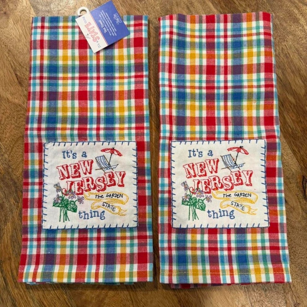 New Jersey Plaid Kitchen Towel set of 2 NWOT